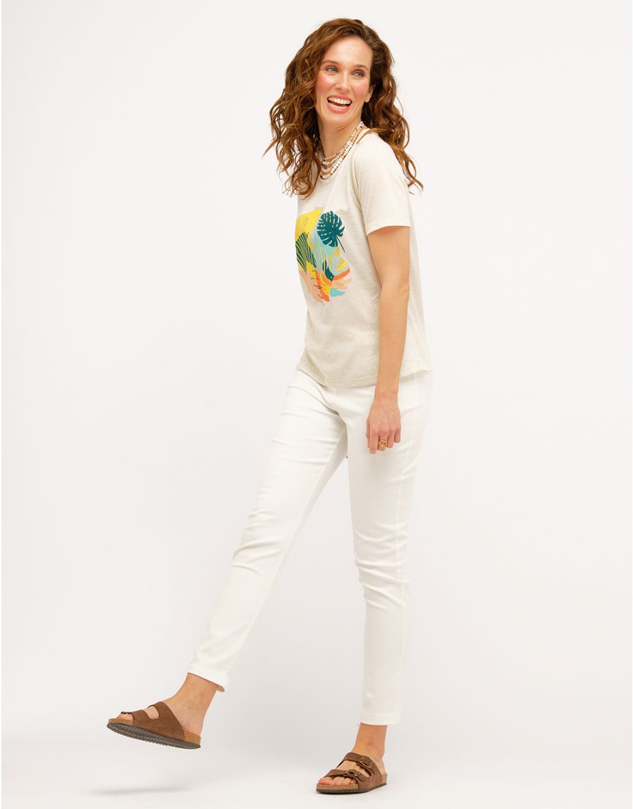 T-shirt beige 15% lin
