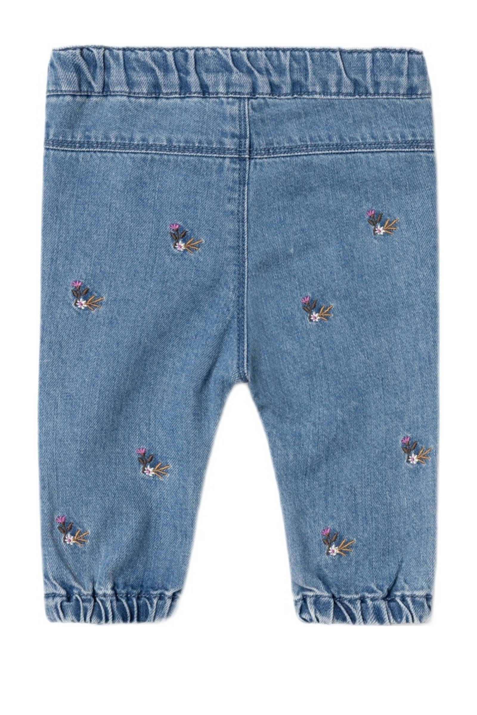 NAME IT baby gebloemde mom jeans NBFROSE medium blue denim