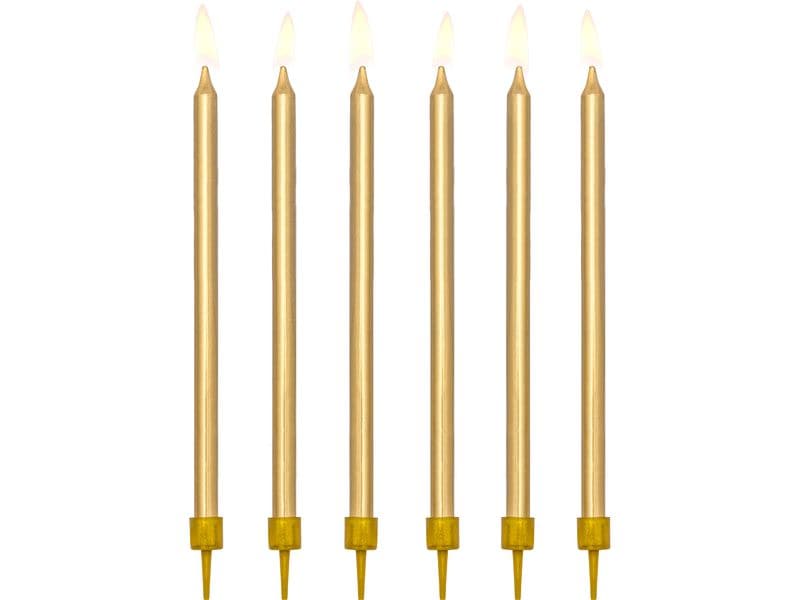 Partydeco Kerze 12.5 cm, 12-teiig, Gold Schlichte Geburtstagskerzen