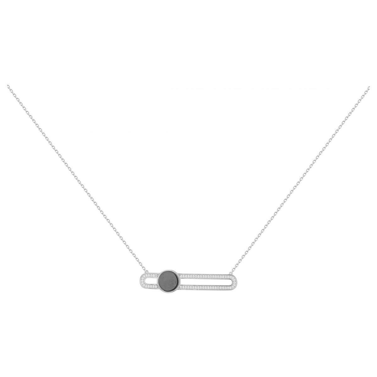 Collier mono-motif en Argent avec oxyde de zirconium blanc