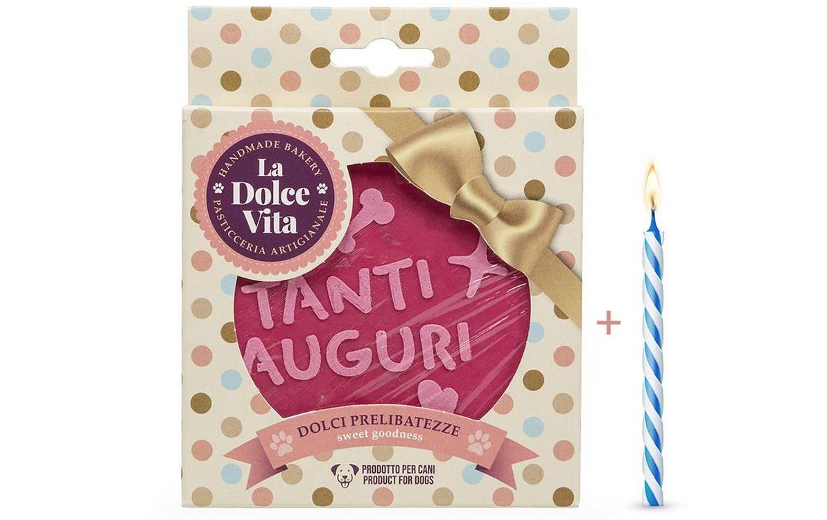 Happy Birthday Hundekuchen, Pink 11 x 1.5 cm, 90gGeburtstags-Snack für Hunde