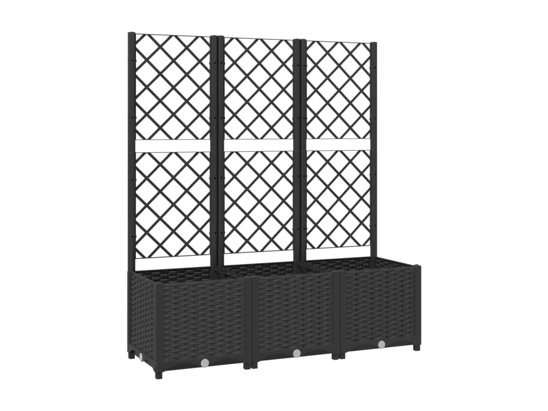 Jardinière avec treillis Noir 120x40x136 cm PP