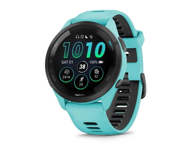 GARMIN Sportuhr Forerunner 265 Music Aqua Smarte Laufuhr