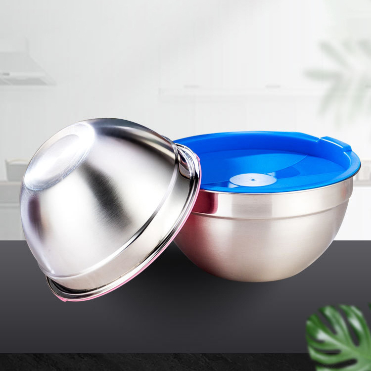(7er Set) Universal Edelstahl Schüssel Küchen Rührschale inkl. Deckel zum Kochen / Backen - Silber