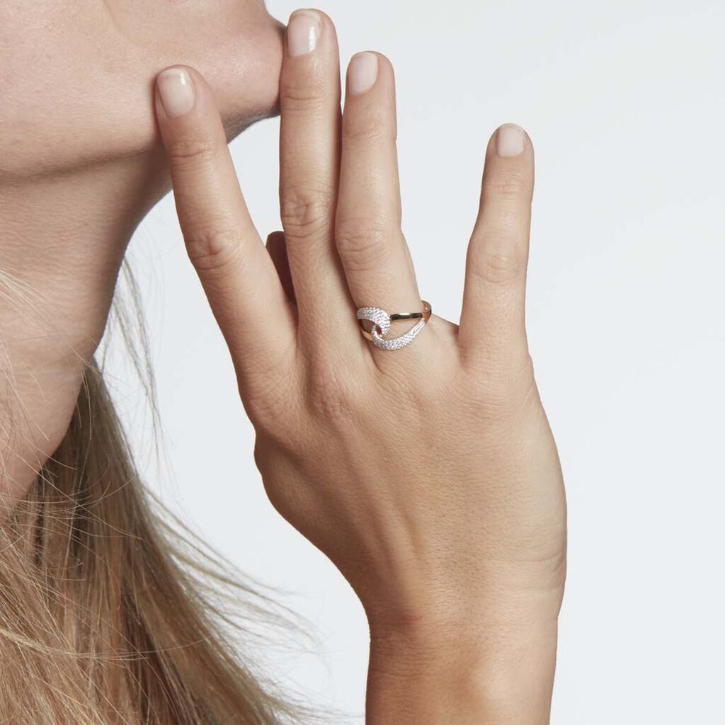 Bague Boucle D'or Or Jaune Oxyde De Zirconium