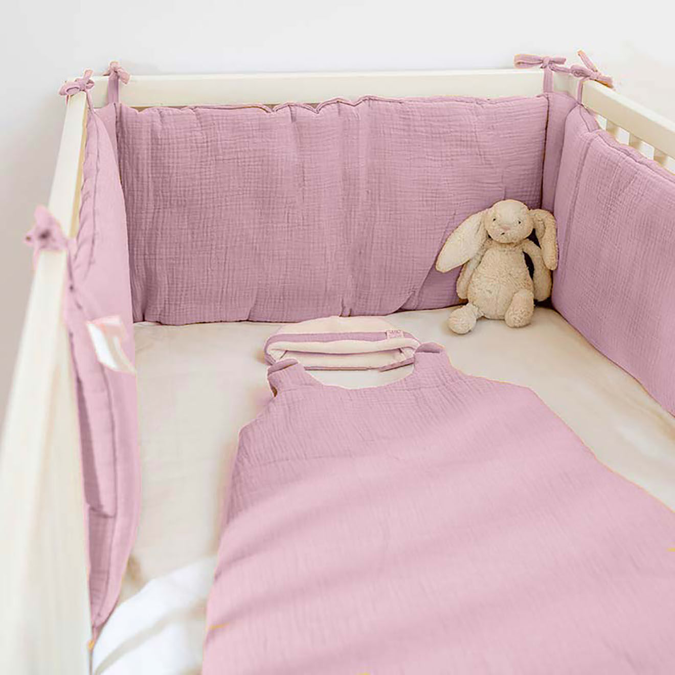Papate Tour de Lit en Coton Bio rose - 30x190 cm