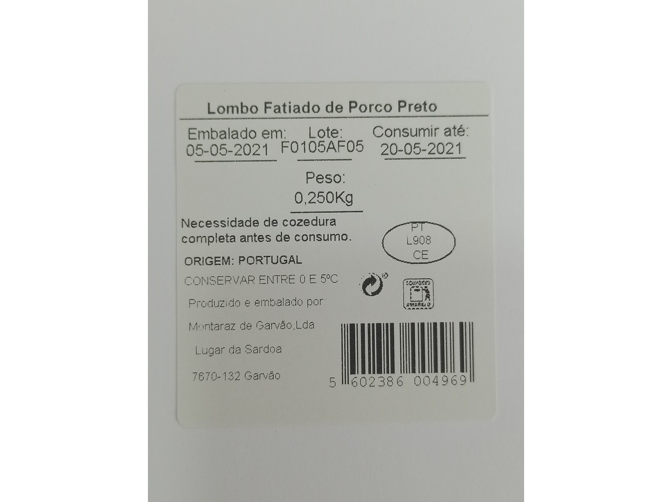 LOMBO PORCO PRETO AUCHAN CULTIVAMOS O BOM 250 GR