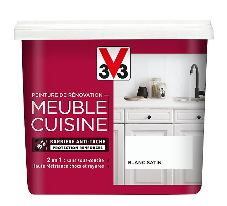Peinture de rénovation meuble cuisine V33 blanc satin 750ml