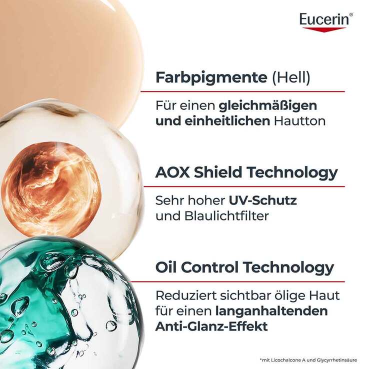 Eucerin Sun Oil Control tinted Creme LSF 50 + hell, 50 ml