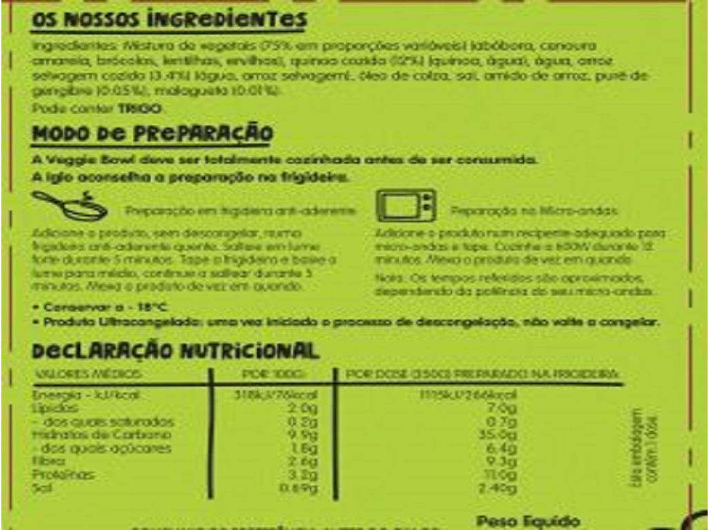 VEGGIE BOWL IGLO GREEN CUISINE QUINOA E ABÓBORA 350G