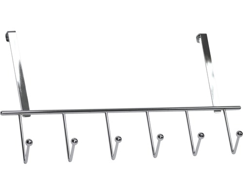 Deurkapstok 6 haken metaal glanzend/chroom LxBxH 465/245/50 mm