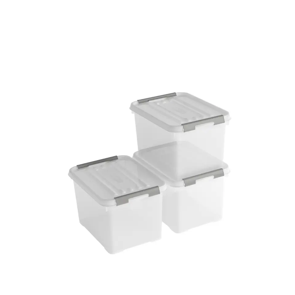 Curver Handy  Opbergbox - 20L - 3 stuks - Transparant met deksel