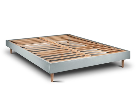 SOMMEIL DE PLOMB - Sommier 140 x 200 Sommier kit velours gris bleuté 140x200 h29cm