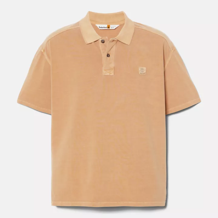 Polo court teint en plongée pour homme en orange