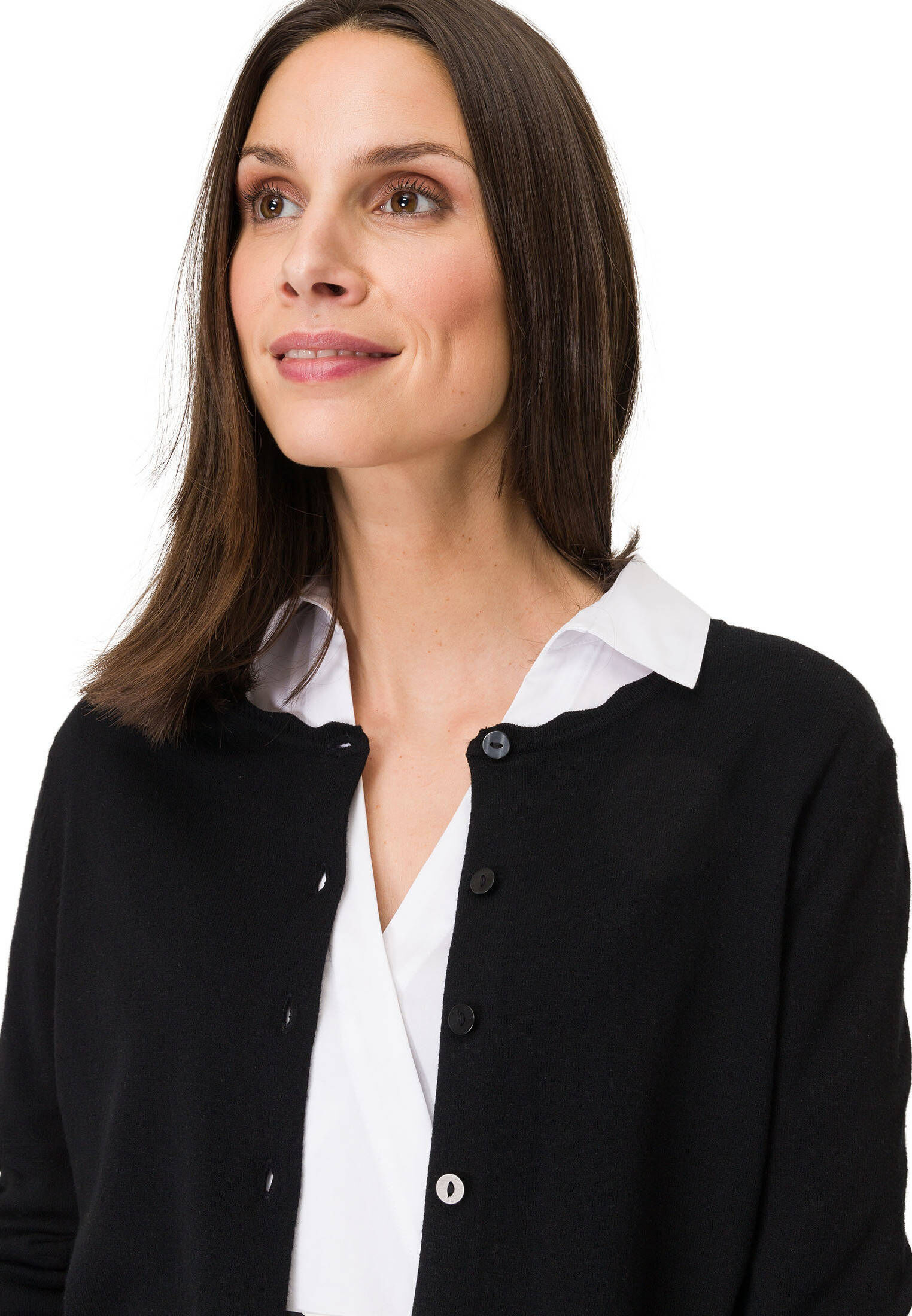 zero| Damen Kurze Strickjacke mit Wellenkante