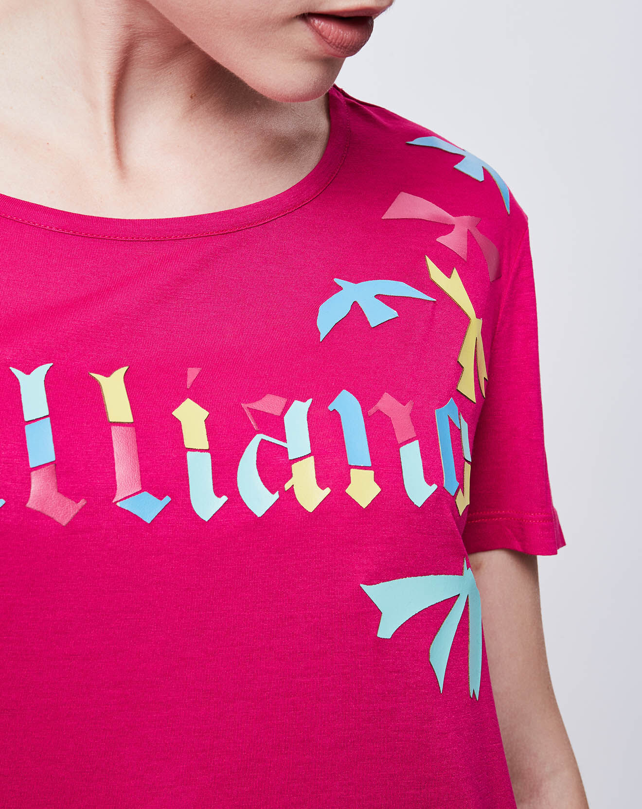 John Galliano T-Shirt imprimé rose/multicolore