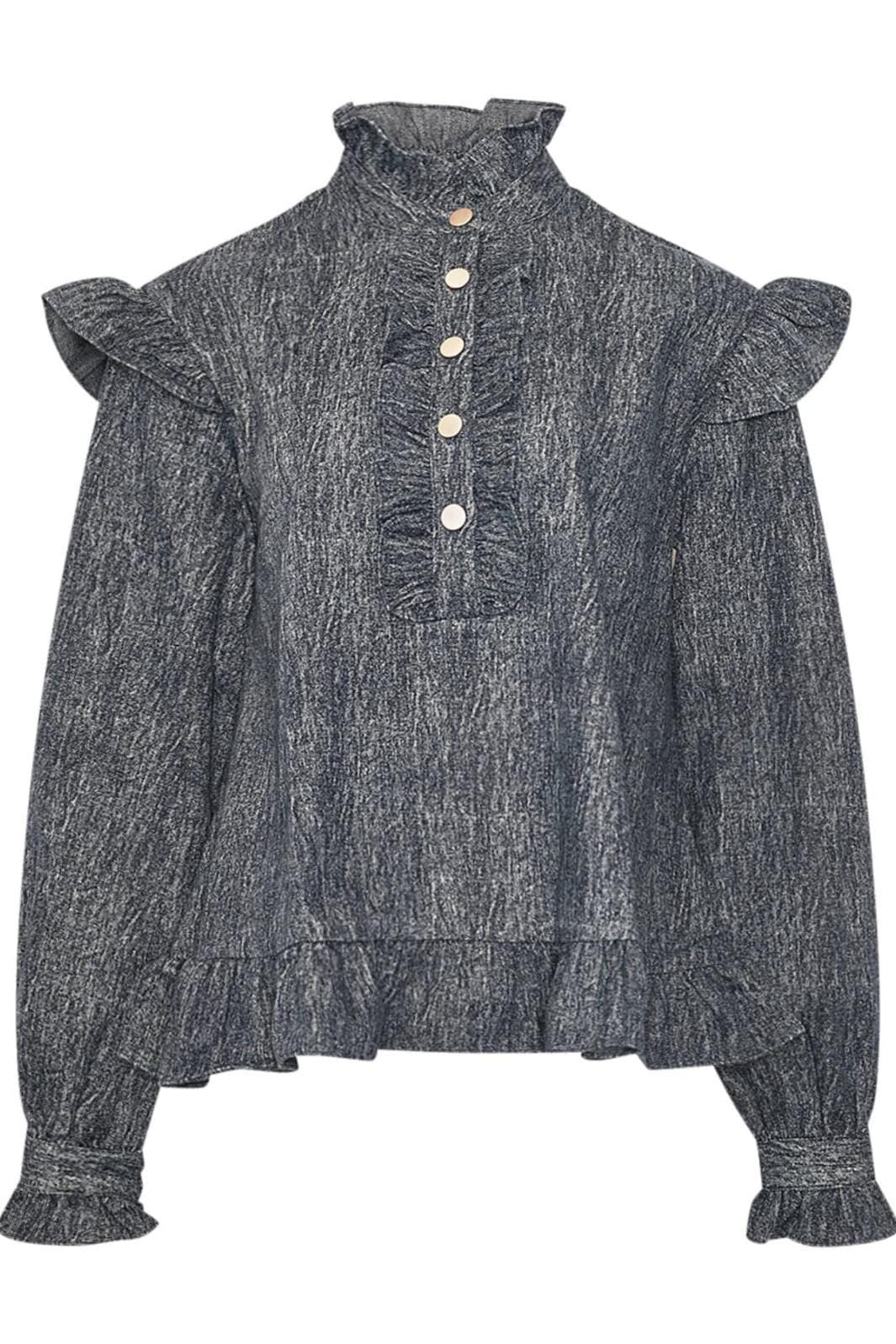 Noella Reno Ruby Ruffle Blouse 1050 blue snow wash