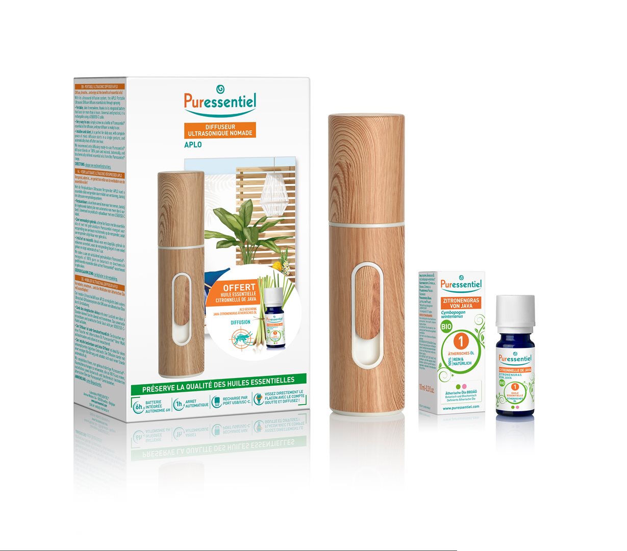 Puressentiel Anti-Stich Box Diffusion Diffuseur Aplo<br>1 Stück, Ätherisches Öl Zitronengras Gratis