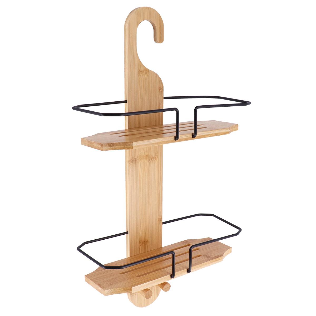 SERVITEUR A SUSPENDRE 2 TABLETTES BAMBOU METAL NOIR