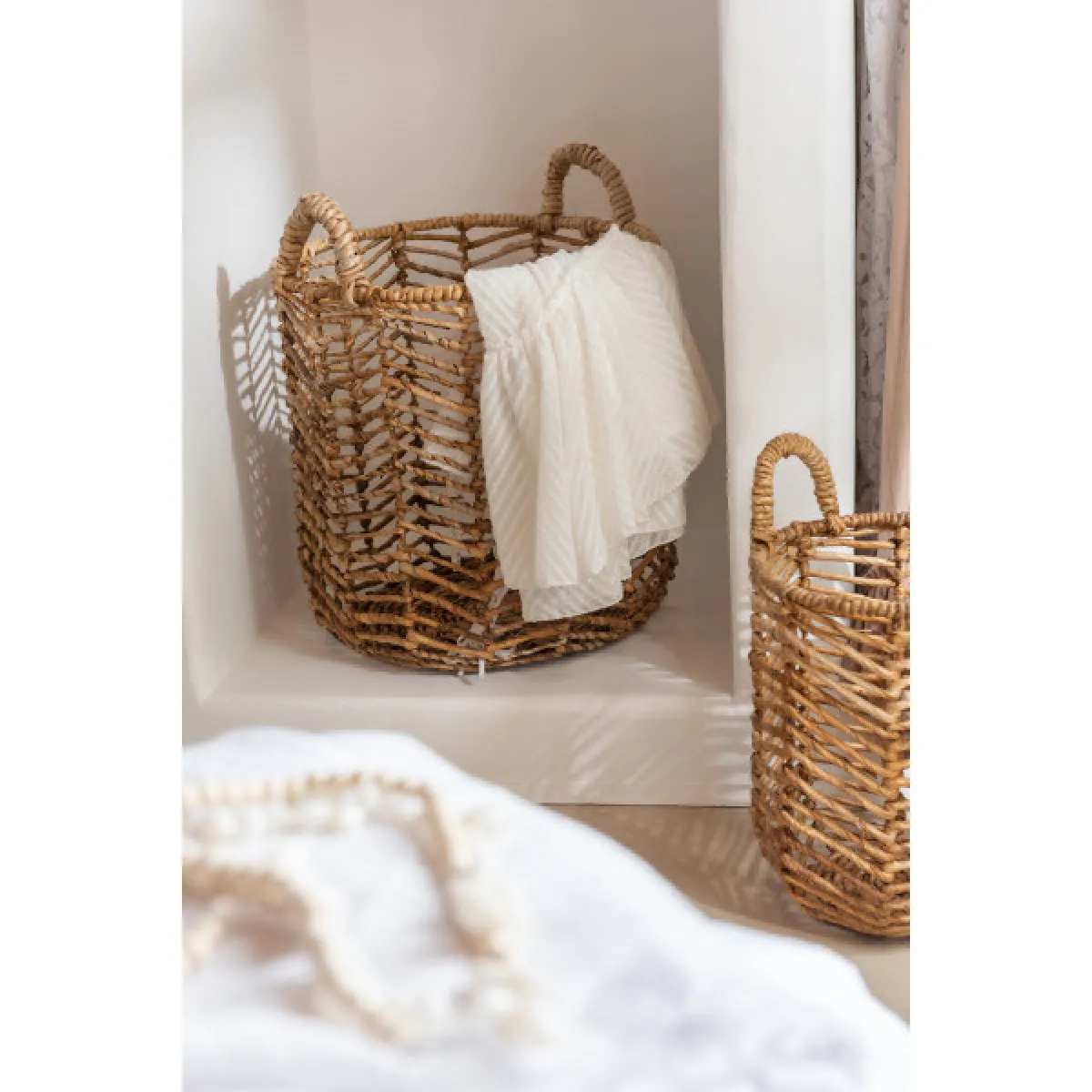 Dansmamaison Set De 3 Panier - Feuilles De Bananier Natur