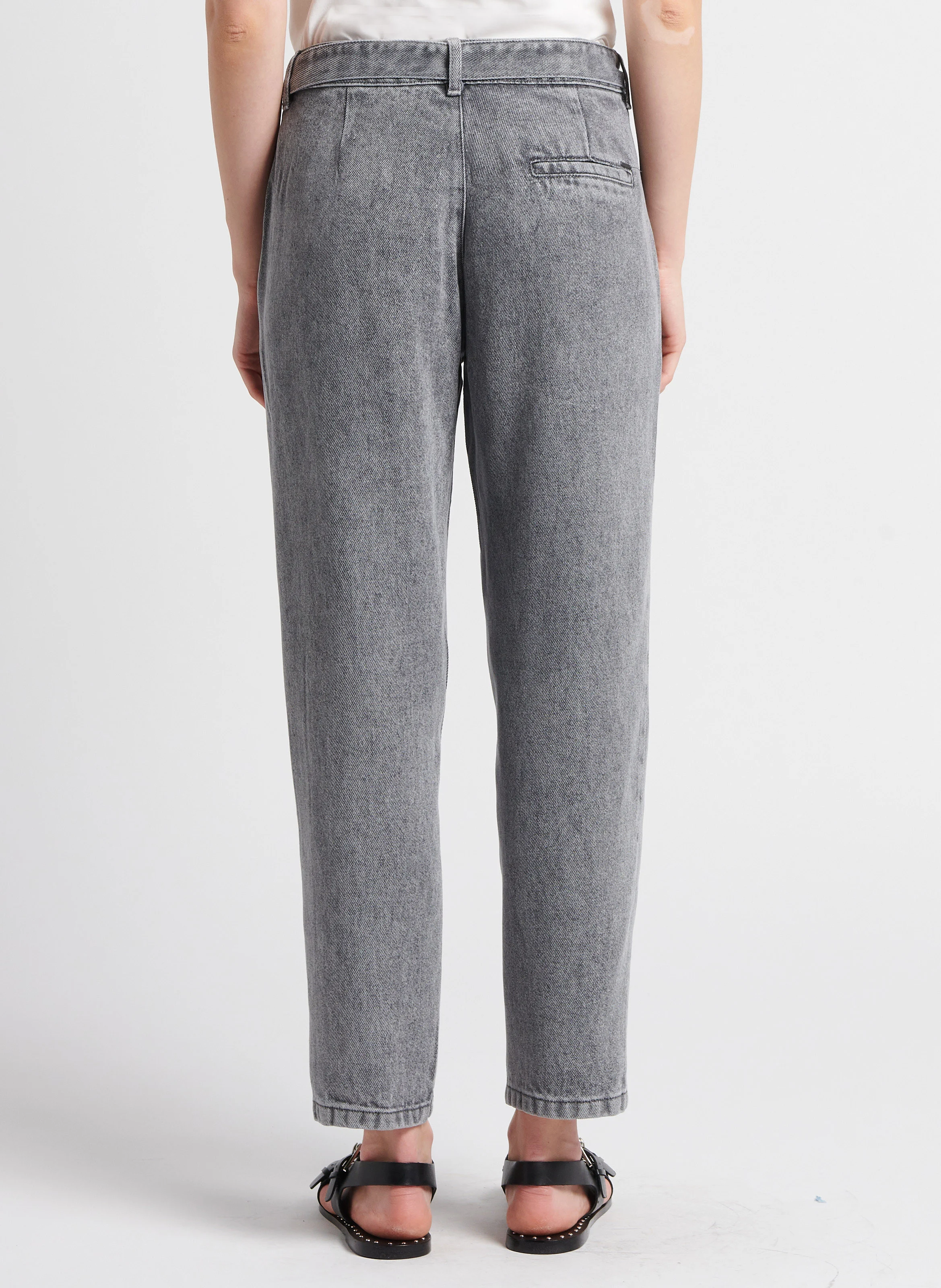 Jean baggy cropped taille haute délavé | Gris