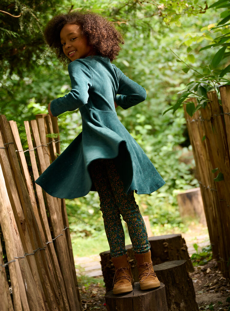 Robe bleu canard à paillettes pour fille