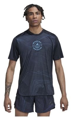 Maillot manches courtes adidas running D4R Noir Bleu Homme