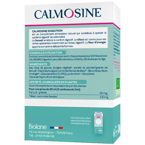 Calmosine Digestion Bio Boisson Apaisante Confort Digestif Bébé 12 dosettes