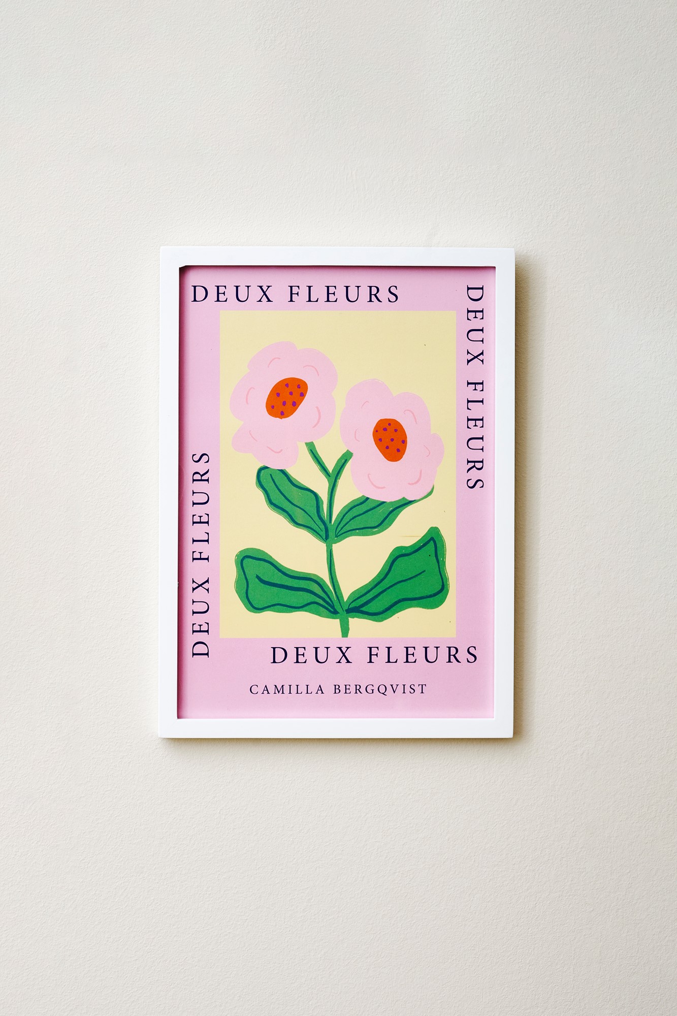 Plakat Deux Fleurs Pink A4 | Camilla Bergqvist. | Cherry Red | Poster and Frame