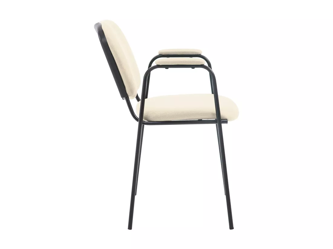 Chaise de conférence - Tissu & Métal noir mat - Crème - Ken Pro