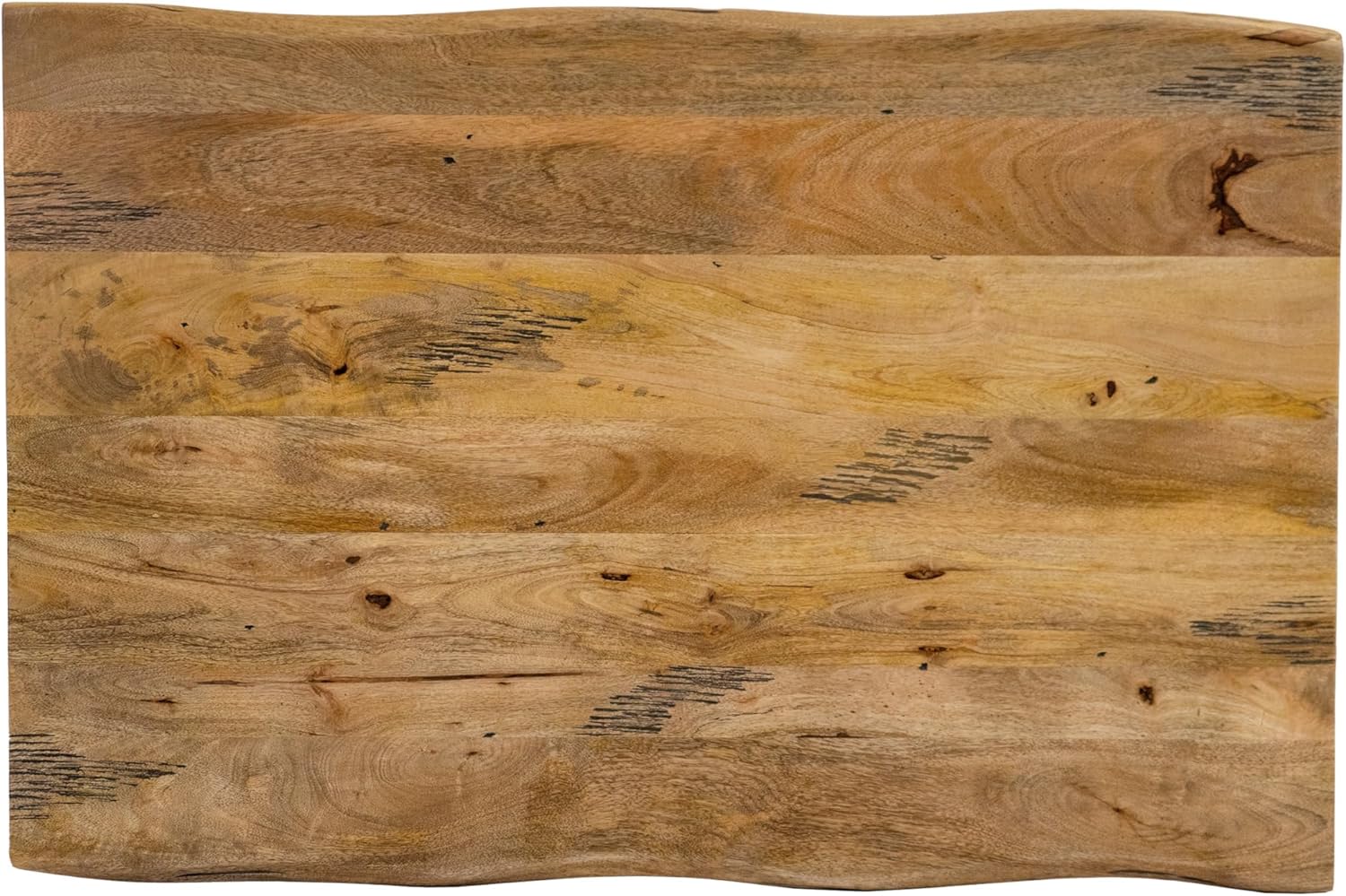 SAM Esstisch Tiger 200 x 100 cm, Mangoholz massiv & naturfarben, Baumkantentisch mit X-Metallgestell in Schwarz, echte Baumkante, Esszimmertisch in Vintage-Optik