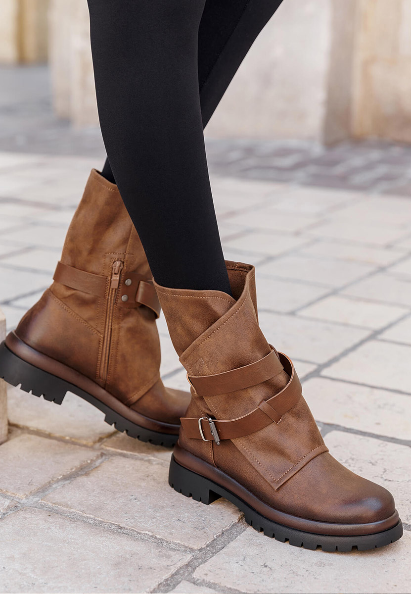 Bottines hautes femme chameau Cariolia