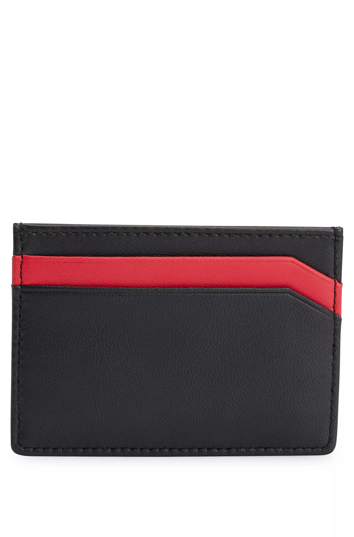 Porta-cartões HUGO em couro vermelho com logotipo.