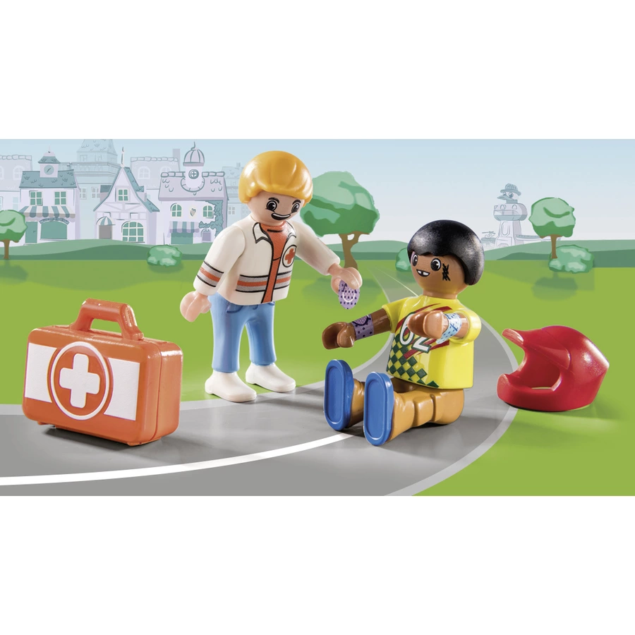 PLAYMOBIL® Duck on Call Notarzt Action Helfe dem Rennfahrer