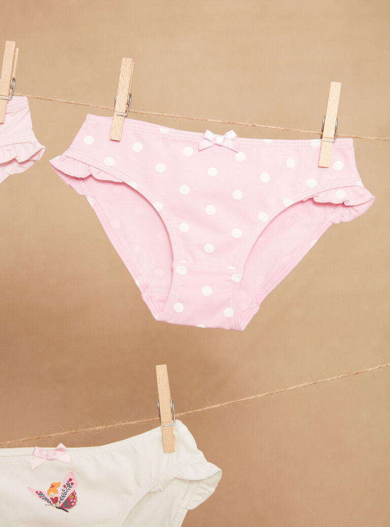 5 culottes roses à imprimé à rayures, à pois et à motif papillons