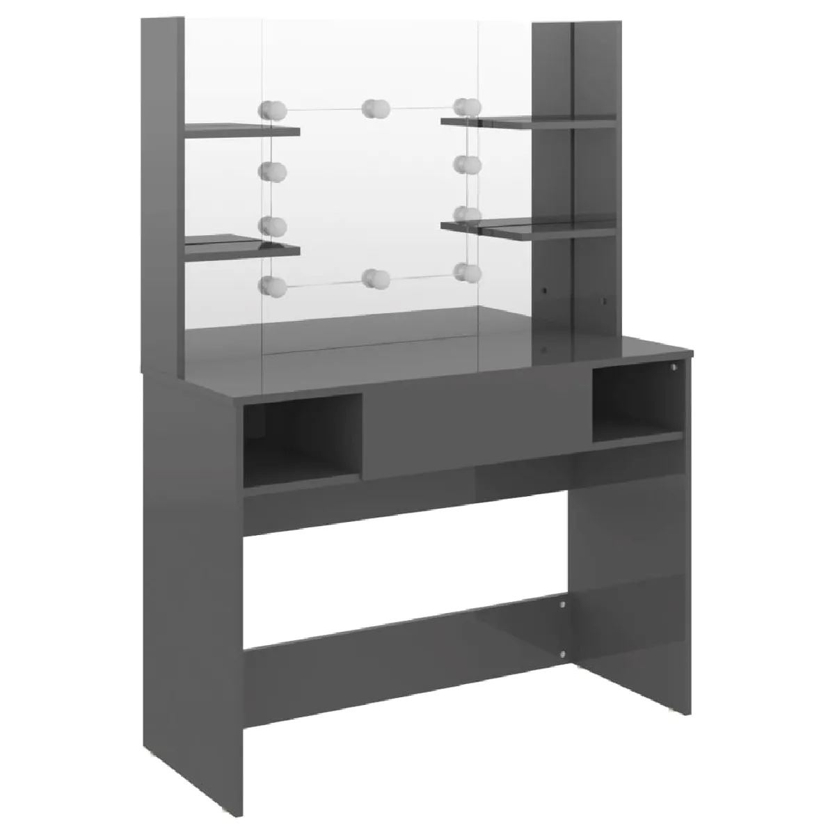 Helloshop26 Table de maquillage avec LED - Gris brillant