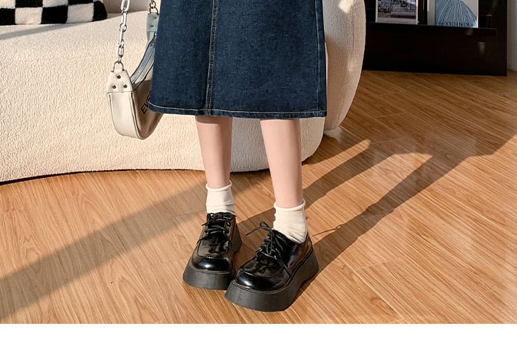 Magimomo - A-lijn denim rok met hoge taille en split aan de achterkant