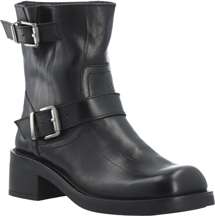 Bianco BIAHARPER Mid Calf Biker Boot Pull Up Leather Black