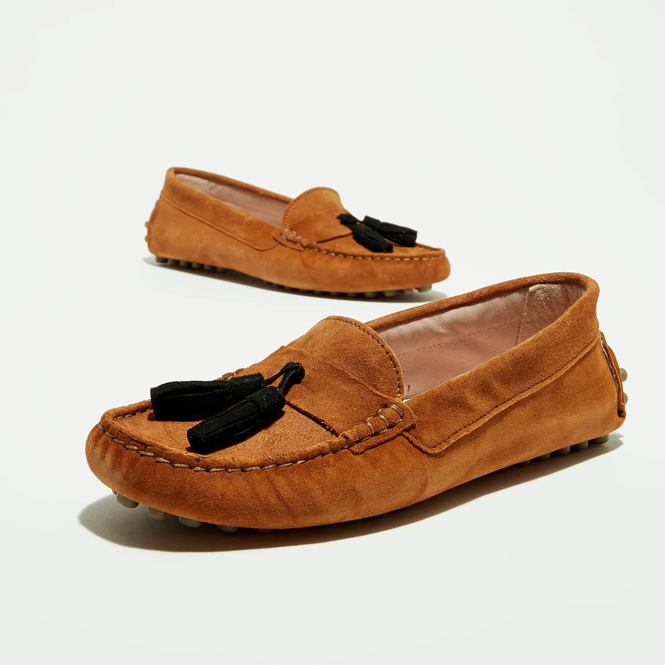 Flavio Création Mocassins en Velours de Cuir Malena cognac