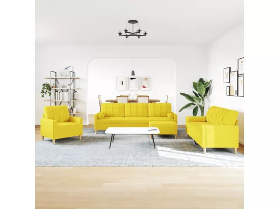 Ensemble de canapés 4 pièces repose-pied et coussins décoratifs