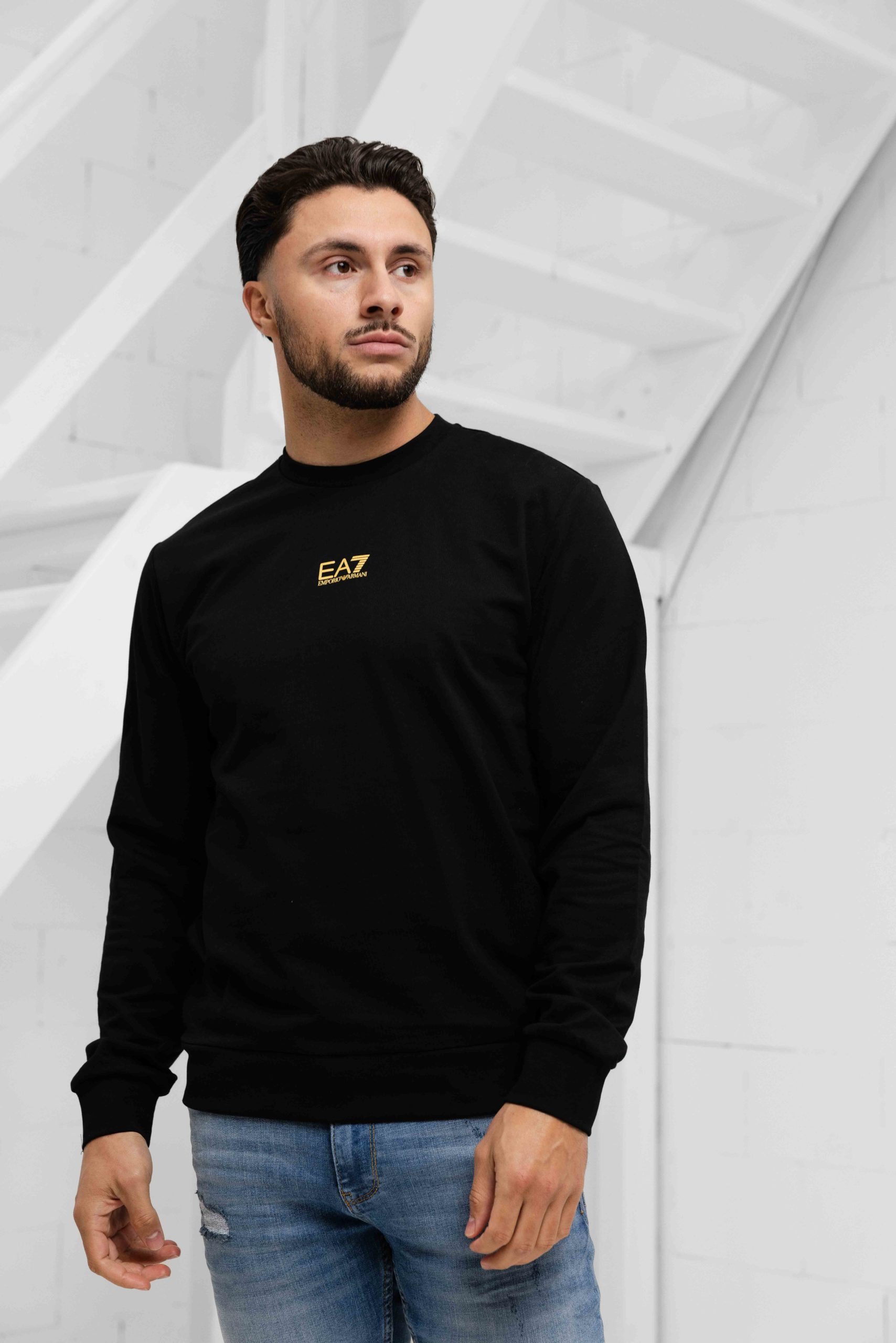 EA7 Emporio Armani 8NPM30 Sweater Heren Zwart/Goud