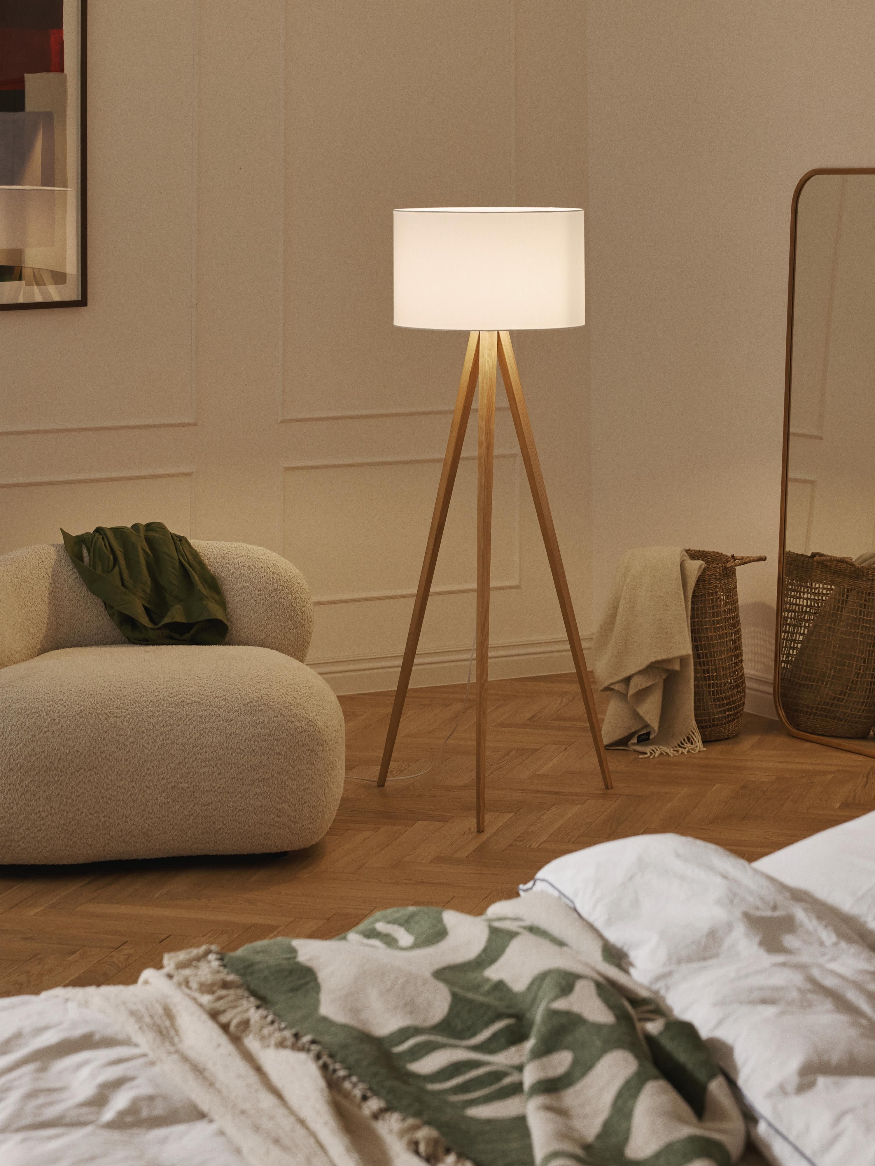 Tripod vloerlamp Jake van massief hout