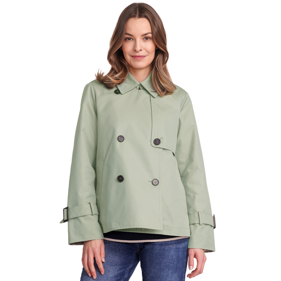 Gina Benotti Damen Trenchcoat mit Einschubtaschen salbei