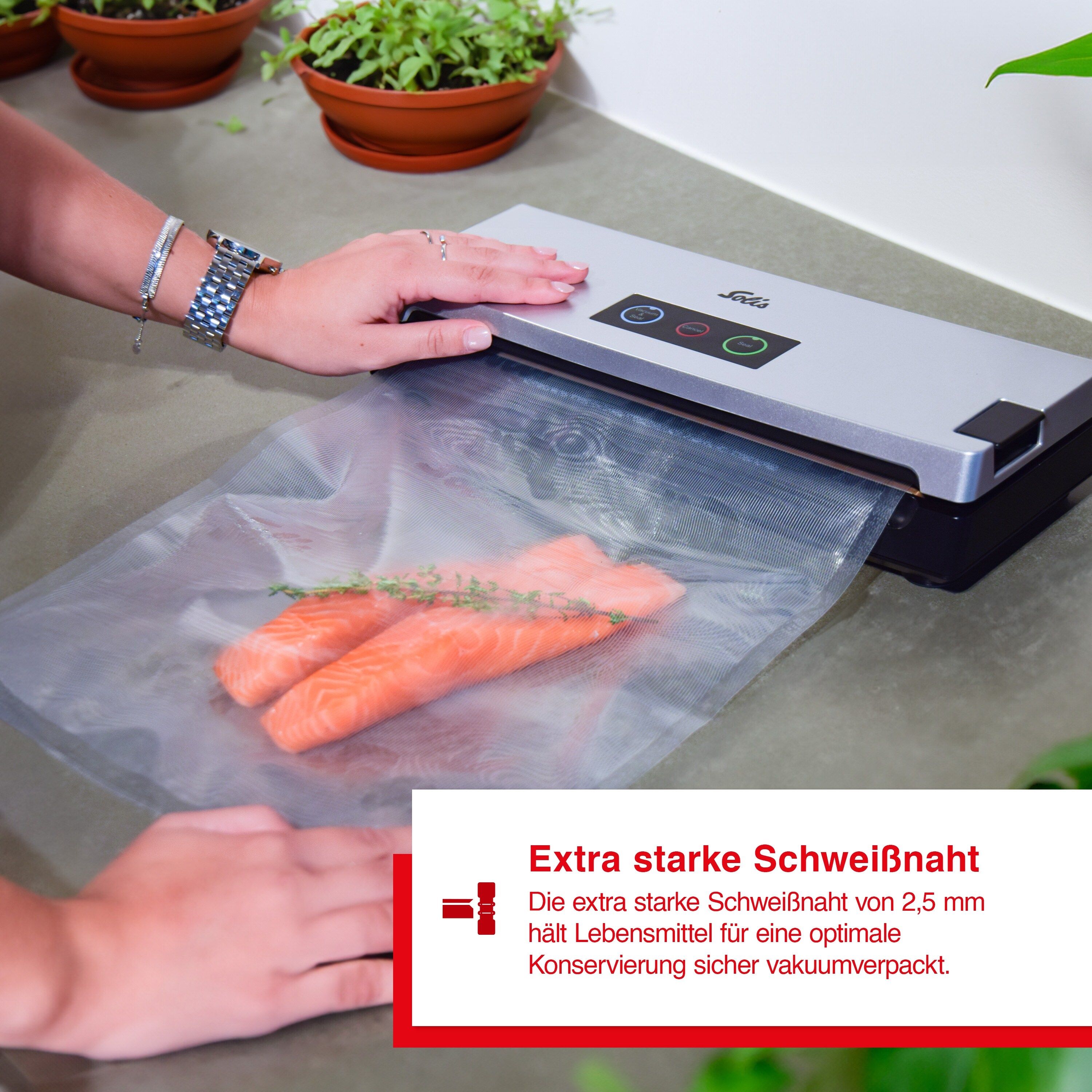 Solis Vakuumierer f+ür 30cm Beutel 2,5mm Schweißnaht auto Versiegelung