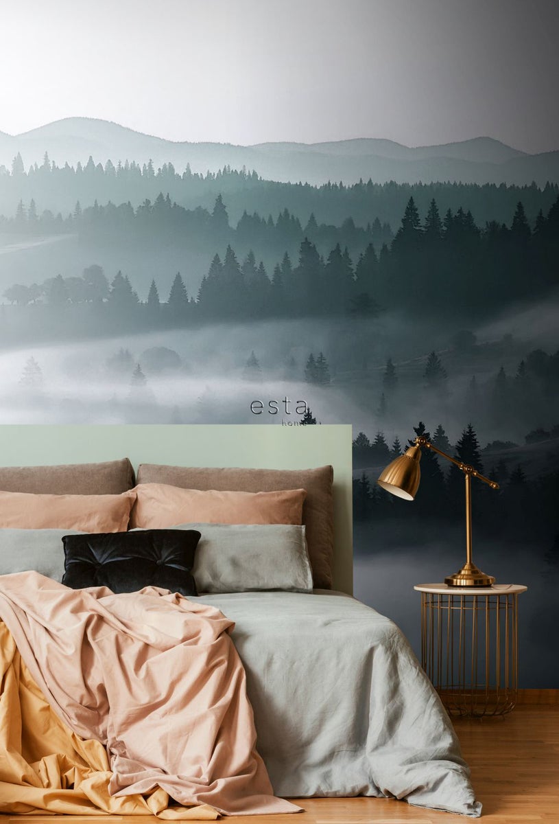 ESTAhome Fotobehang Misty Mountains Groen - 2,79 x 2,79 m - 158910