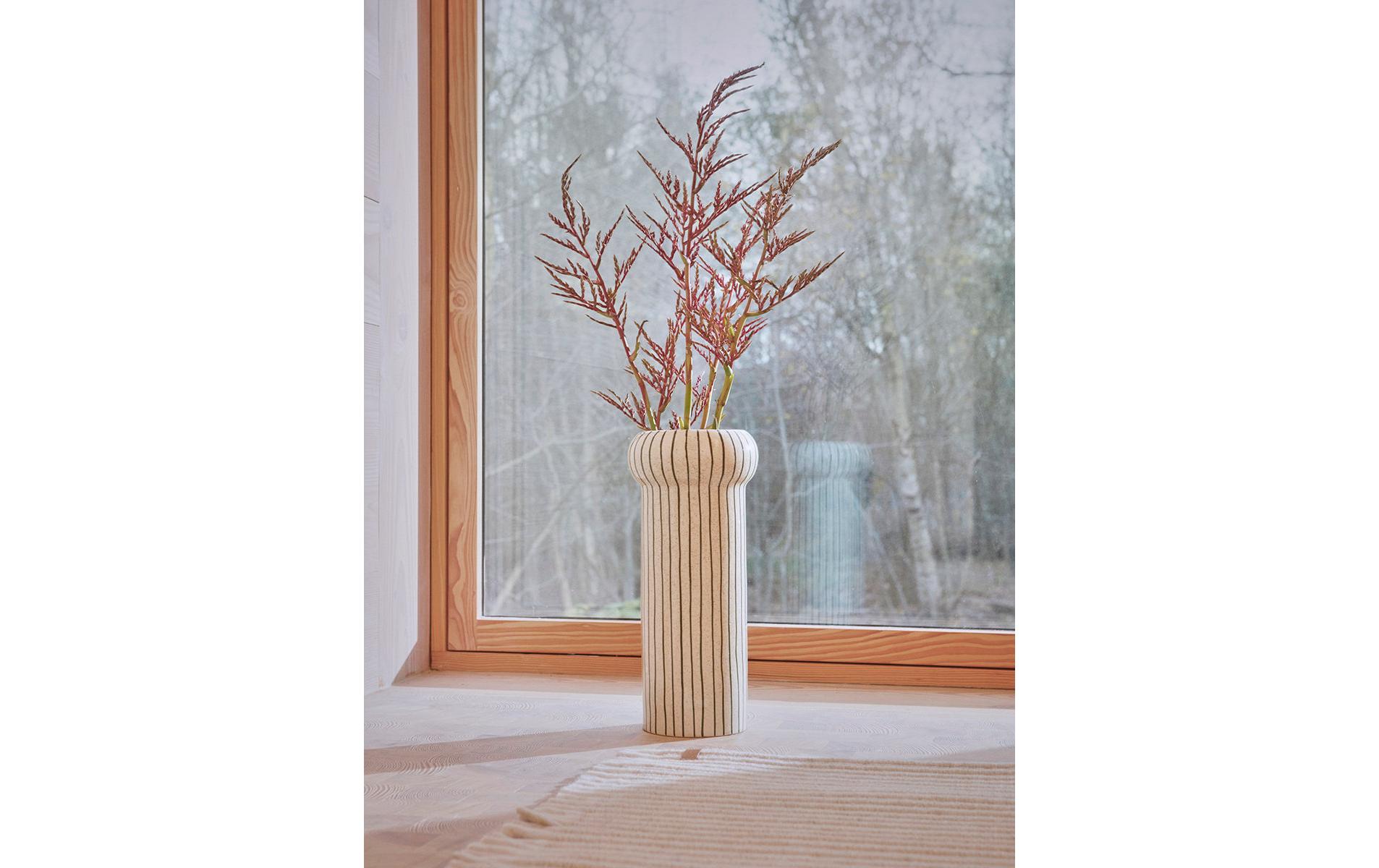 Vase Aki 42 cm, Alt Weiss/DunkelgrünBodenvase aus Steingut