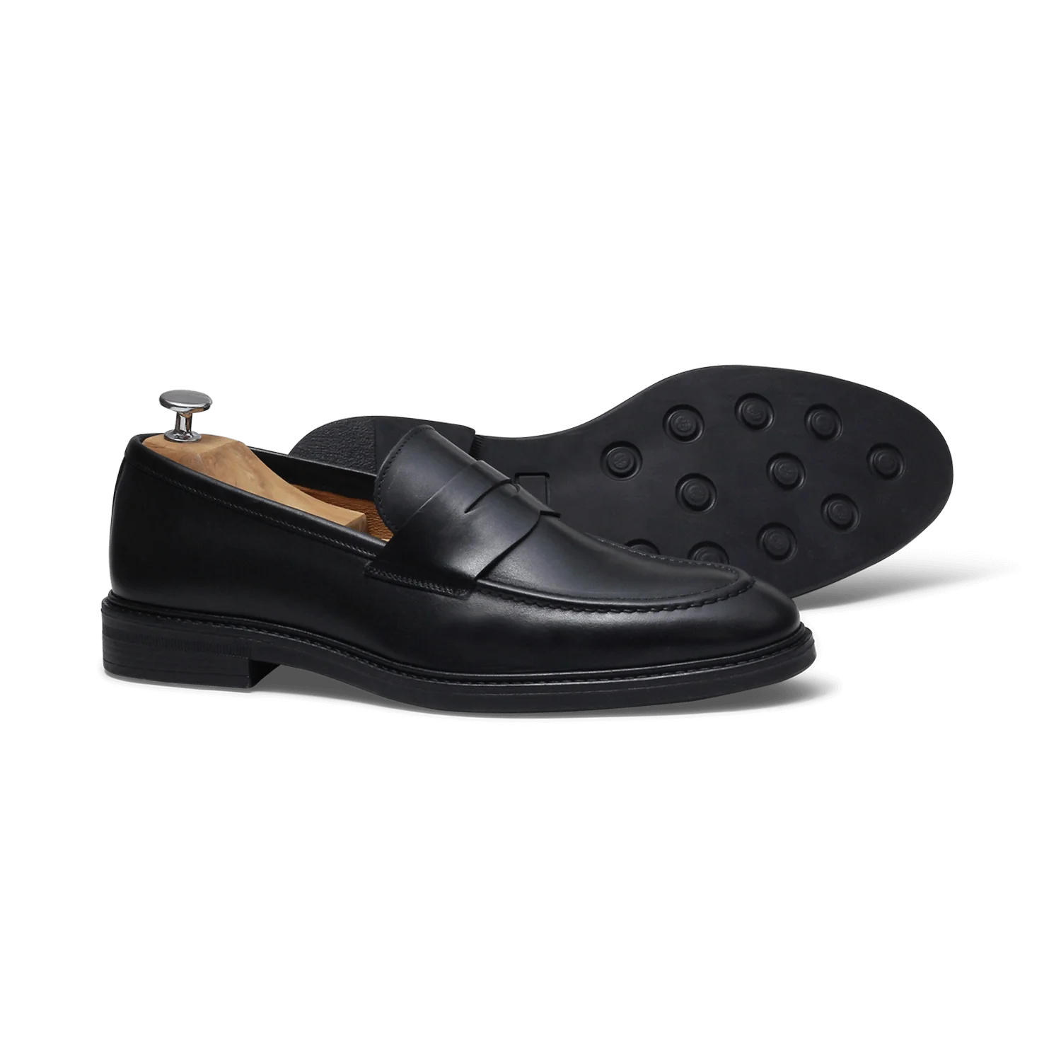 Mayo-Mocassin en cuir noir