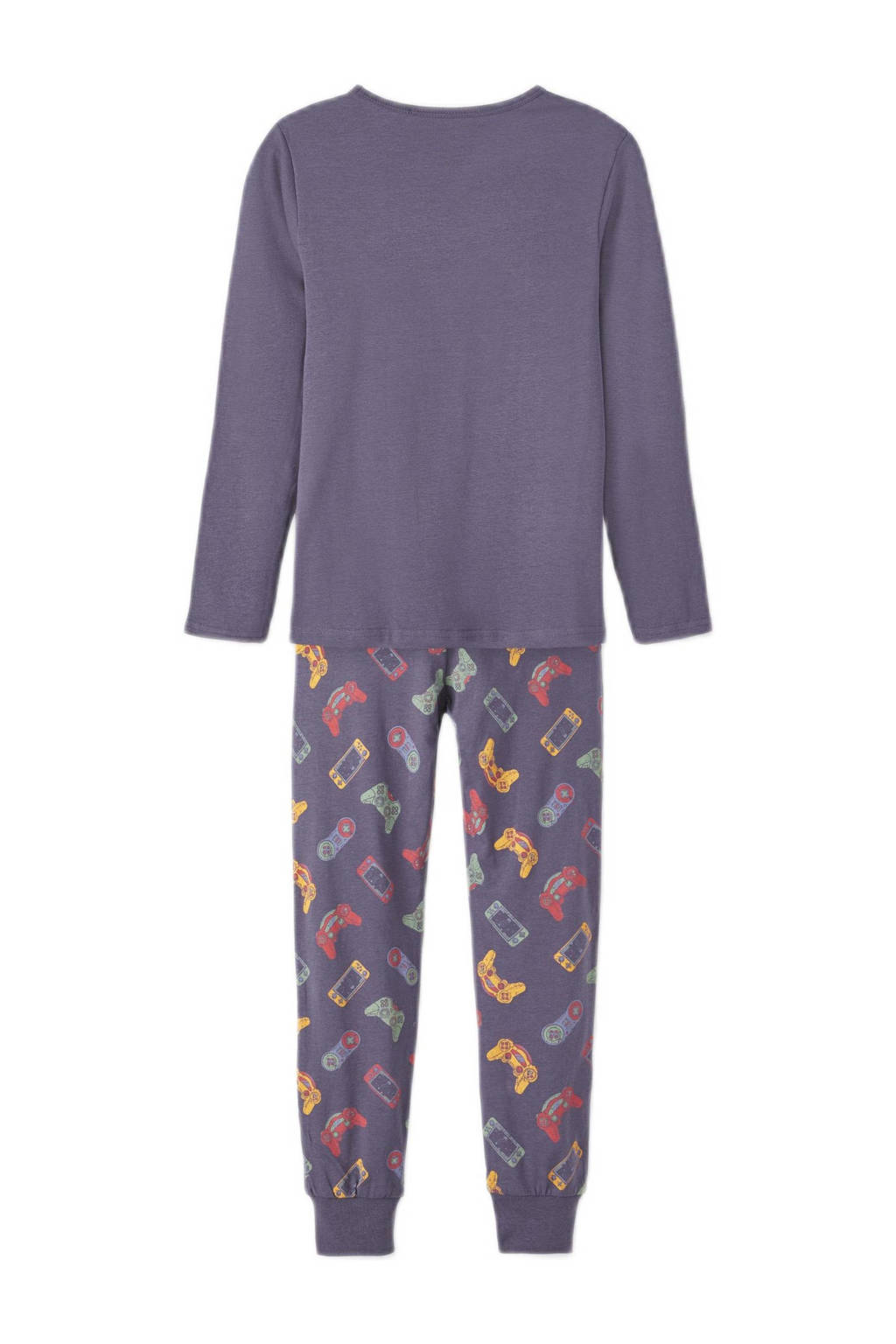 NAME IT pyjama NKMNIGHTSET met all over print grijsblauw/oranje/groen