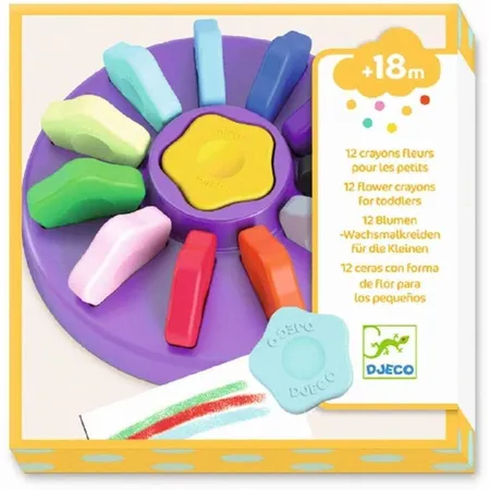 Djeco Wachsmalstfite Blume, 12 Stück
