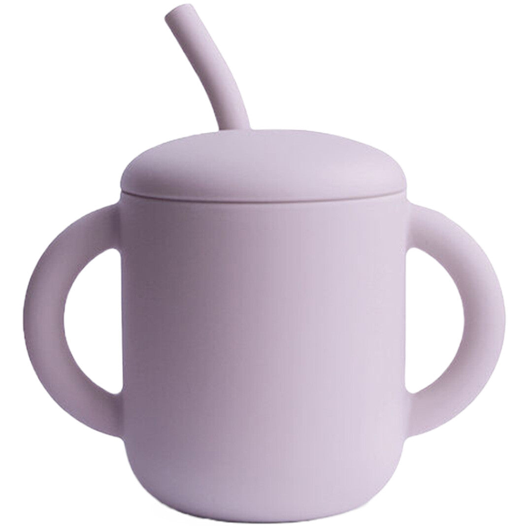 Mushie siliconen kinderbeker met rietje - soft lilac